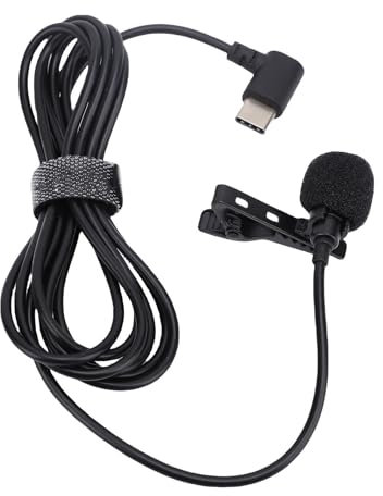 Plyisty Microfono U USB C, Lavalier di Tipo C Microfono Clip di Bavaglio Esterno per Ricodificare, Vlogging, Classe Online, Streaming Live
