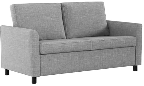 YODOLLA Petit Canapé 2 Places Moderne avec Housses de Coussins et d'Oreillers Amovibles, Canapé en Lin Confortable pour Salon, Appartement, Bureau, Gris Clair