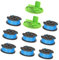 Yurefax Line String Trimmer Spool, for Greenworks, 1.65mm dia 4.9m long Trimmer Spool Grass Trimmer Line, for Greenworks, 24V G24LT, G24LTK2, G24LT30M, G24LT30MK2 (6 Spool+2 Cover) Lawn Mower Spool(BL