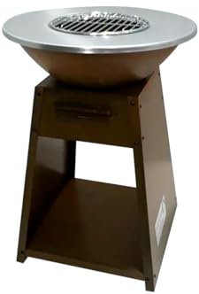 Livona - BBQ Collection Design Brasero Plancha 2-en-1, 81 x 58,5 cm, Plaque de Cuisson en INOX, Base en Acier Corten avec Rangement