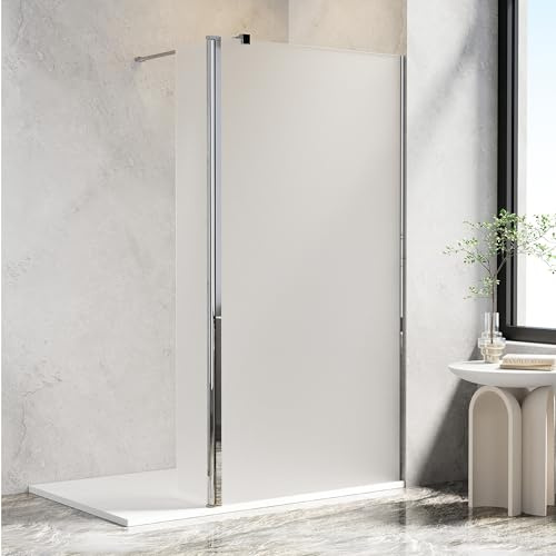 AQUARA Shower Screen 1000 x 1900mm, Walk-in Shower Enclosure with 300mm Flipper Panel. Chrome Shower Door with 8mm Easy Clean Frosted Toughened Glass, Reversible, Support Bar Included