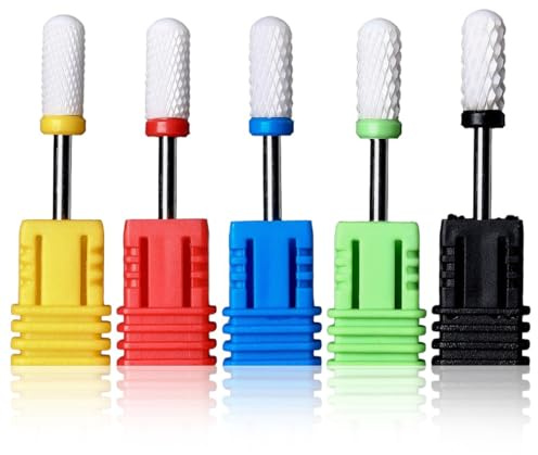 BDEPSTR Punte Fresa Unghie,5 Pezzi Punta Fresa Rimozione Gel,Puntes Fresa Unghie Ceramica per Rimuovere Gel,per Manicure e Pedicure,per Manicure e Pedicures