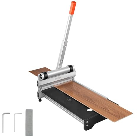 VEVOR Guillotina para Laminado, Cortador de Suelo, Corte Máximo 330 mm, Espesor 16 mm con Ruedas, Palanca de Aluminio, Guía de Ángulo, Cuchilla D2, Mango Telescópico para Vinilo Piso LVT LVP VCT SPC