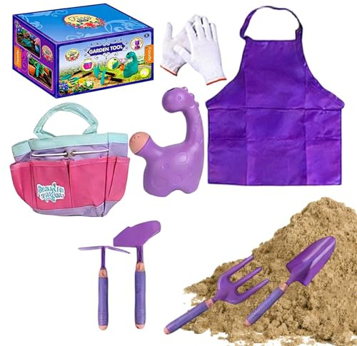 Attrezzi da giardino per bambini, Set pala per piantare sabbia, Kit da giardinaggio resistente con manico in legno con bordi sicuri, Accessorio per giochi all'aperto con presa facile, Soluzione per at