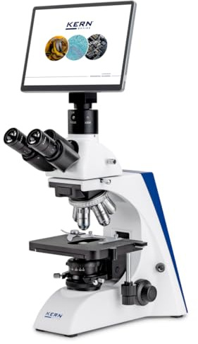 KERN OBN135T251 Digital Transmitted Light Microscope with Tablet, Lighting: 3W LED (Transmitted Light), Special Feature: Includes Tablet Camera ODC 251 (8 MP 4K), Lens: 4X / 10x / 20x / 40x / 100x