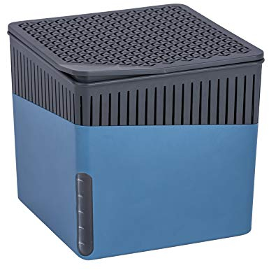WENKO Raumentfeuchter Mod. Cube, Luftentfeuchter reduziert Schimmel & Gerüche, Auffangschale mit 500 g Granulatblock nachfüllbar, fasst bis zu 800 ml Feuchtigkeit, 13 x 13 x 13 cm, Blau