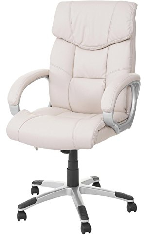 Mendler Massage-Bürostuhl HWC-A71, Drehstuhl Chefsessel, Heizfunktion Massagefunktion Kunstleder - Creme