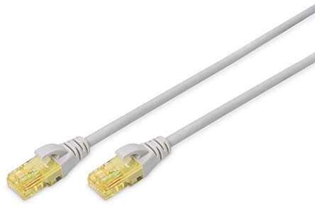 DIGITUS LAN Kabel Cat 6A – 1 m – U/UTP Ungeschirmt – 10 Gbit/s – 500 MHz – PoE+ – AWG 26/7 – LSZH – RJ45 Netzwerkkabel – Patchkabel – Kompatibel zu Cat6 und Cat7 – Grau