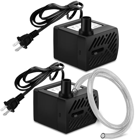 PULACO 2Pcs Mini Fountain Pump (50GPH 3W), Ultra Quiet Submersible Water Pump for Aquarium, Small Fish Tank, Pet Water Fountain, Tabletop Fountains, Water gardens and Hydroponic Systems