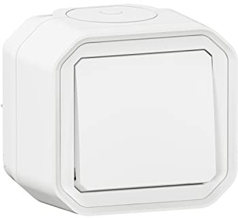 LEGRAND - Interrupteur Mural Etanche Simple ou Va-et-vient 10A Plexo - Commande d'Éclairage Complète Prête à Installer - Pose en Apparent - Fabriqué En France - Blanc
