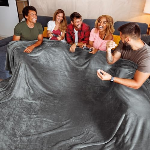 Bedsure GentleSoft Oversized King Big Blanket 120x120 - Extra Large Soft Fleece Blankets for Bed, Sofa, Couch, Travel, Camping, Party, Giant Huge Throws, 10'x10', Dark Grey