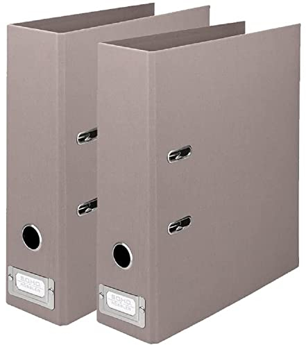 Rössler Papier 1317452498-2 - S.O.H.O Ordner DIN A4, 2 Stück, mit Hebelmechanik und Einsteckschild, Rückenbreite 80 mm, Taupe, 285 x 85 x 320 mm