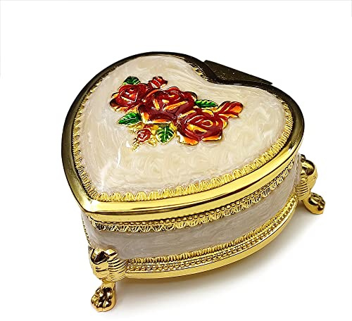 falado Emboss Alloy Metal Colorful Music Box Wind Up and Golden Movement Music Box for Christmas/Birthday/Valentine's Day (Heart Shaped, Song:Fly Me to The Moon)