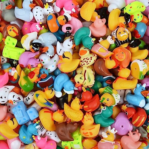 48 Pack Rubber Ducks in Bulk,Assorted 2 Inch Cute Rubber Duck Toy in 48 Varieties for Kids Pool Activity,Mini Floater Duck for Baby Shower,Baby Bath Accessories