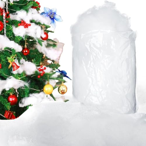 QXNDXQ Weihnachten Kunstschnee Dekor Flauschig Schneewatte Künstliche Schnee Bastelschnee für Weihnachtsbaum Winter Mantel Dorf Deko Innen Fake Schnee (140)