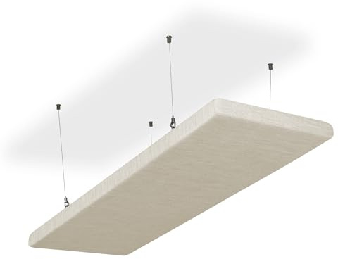 SILENT4® Ljudisolerande tak, 114 x 36 x 5 cm, akustisk bild, akustiska paneler av akustisk, repmontering, mätbar förbättrad rumsakustik tack vare akustiska plattor med tvättbart tygskydd i linne