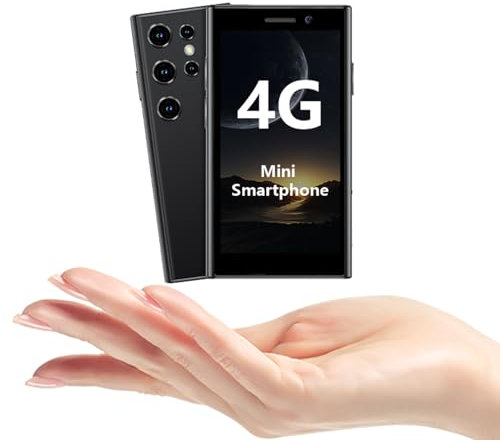 ATEVENSE Smartphone Ultra Mini 4G, Écran HD de 3,0, Double SIM, Batterie de 2000mAh, Reconnaissance Faciale, Petit Smartphone Déverrouillé, Téléphone pour Enfants de Poche (Noir)