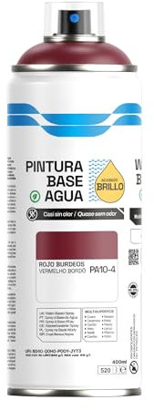H HANSEL HOME Pintura Spray Base Agua 400ml - Para Muebles, Metal, Plástico y Madera - Ecológica y Sin Olor, Colores Duraderos - Rojo Burdeos, 1 unidad