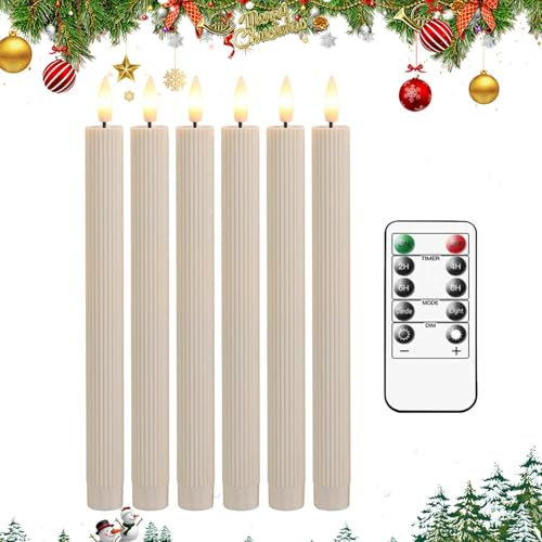 XIAOXIAOYU Candele per finestre senza fiamma con telecomando, 6 luci natalizie senza fiamma senza fili, con sensore, timer, candele per finestre per la casa