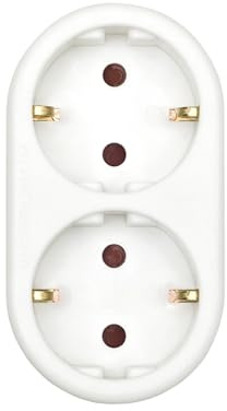 Enchufe de pared - doble frontal con toma de tierra, color blanco, ideal para facilitar la conexión de dispositivos eléctricos en cualquier espacio.* #*