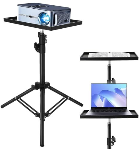 Abaodam Projector Stand Tripod - Foldable Laptop Tripod Stand Height Adjustable for DJ Racks Holder Mount Equipment, Movies, Office, Home