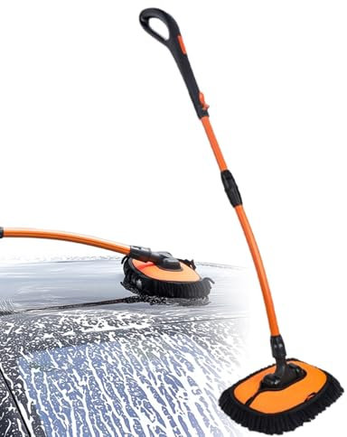 per lavaggio auto, manico lungo estensibile, 26 x 15 cm, spazzola in microfibra antigraffio per dettagli auto, camion, SUV, rimozione di sporco e polvere