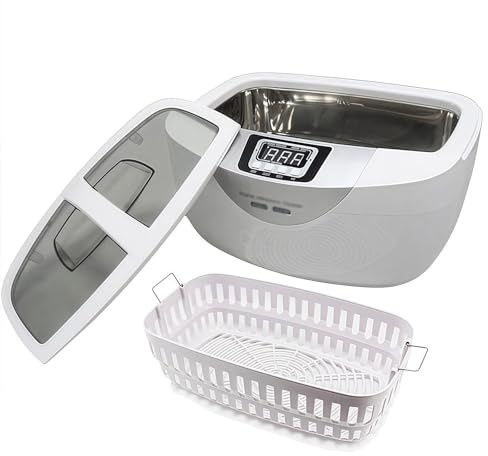 Nettoyeur à ultrasons numérique 2,5 L, silencieux et chauffant, avec écran LED, minuterie à 5 niveaux, machine à laver à ultrasons domestique pour montres, boucles d'oreilles, fruits et légumes