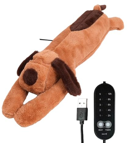 Almohadilla Térmica en Forma de Peluche para Adultos - Cachorro de Peluche Calentable,Cojín Eléctrico con USB Apagado Automático Temperatura Ajustable para Abdomen Espalda Cuello -