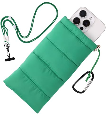 Lyreh Thermal Phone Case, Universal Cellphone Pouch Insulated Warm Phone Cover Bags Prevents Freezing & Overheating, for Outdoor Camping Hiking Skiing (Green)