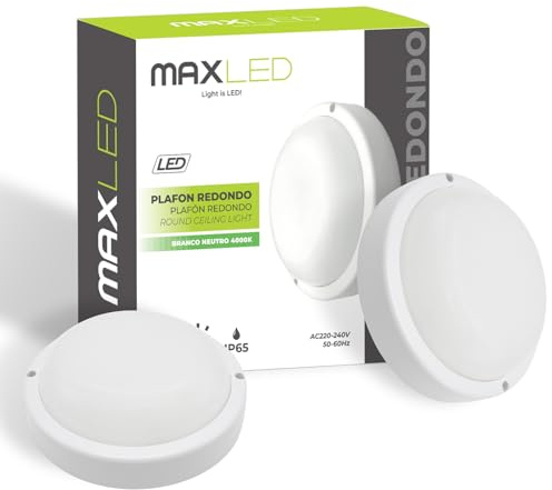Maxled Light is Led! 2x 8W LED-Vägglampa Inomhus 720LM LED Väggbelysning för Vägg Eller Tak 4000K Naturvit IP65 Vattentät LED Utomhust Taklampa För Trappor Korridorer Badrum Garage Källare Balkonger