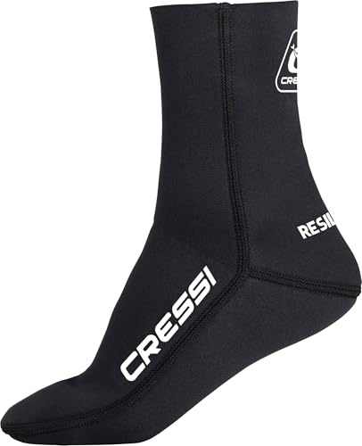 Cressi depuis 1946 - Neoprene Socks Resilient 3 mm - Chaussettes en Néoprène Noir Doublement Doublés 3 mm Conçues pour la Plongée, l'Apnée, le Snorkeling et d'autres Sports Aquatiques, Unisex
