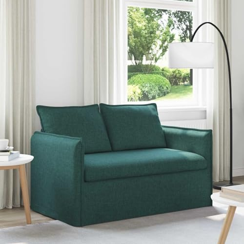 Ziaphsol mörkgrön tygsoffa 136 x 82 x 85 cm med modulär design, utdragbar, med sovfunktion, sänglåda, avslappningsfunktion, för vardagsrum, kontor, lounge, hållbar