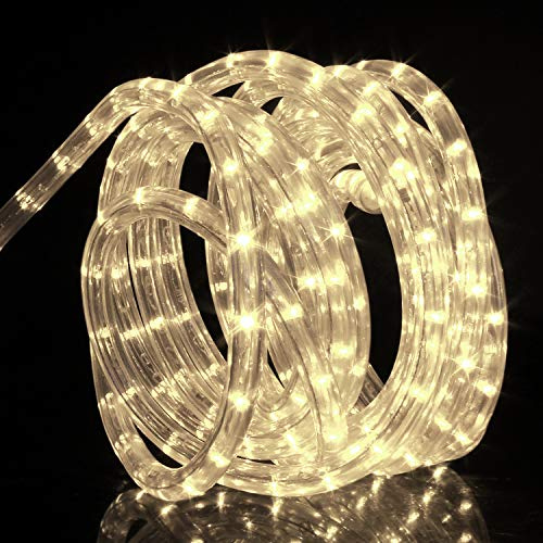 Forever Speed 14M Tubo de LED Manguera LED Luces de Tira de Manguera Exterior e Interior Blanco Cálido,Tiras LED Adecuado para Decoración e Iluminación Navidad, Halloween, Boda,Fiesta, Hotel, Jardín