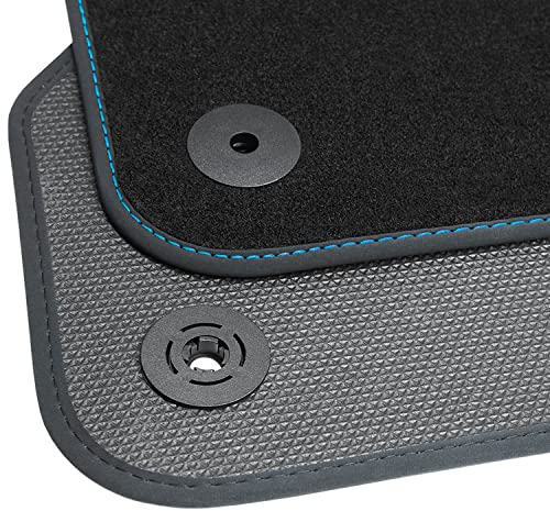 teileplus24 BGF602 Ganzjahres-Fußmatten kompatibel mit Peugeot 2008 2013-2019 Wasserdicht, Naht:Blau