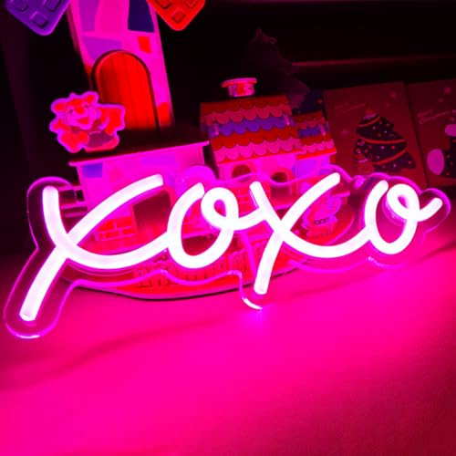 Ulalaza Neon Light Sign LED XOXO Night Lights USB Operated Decorative Marquee Sign Bar Pub Store Club Garage Home Party Decor