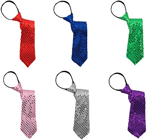 6pcs Al Azar Corbatas de Cremalleras Pre-atadas con Brillos Lentejuelas para Carnaval Fiestas Halloween para Hombre Mujer Niños Orgullo Gay Arco Iris LGTBIQ+