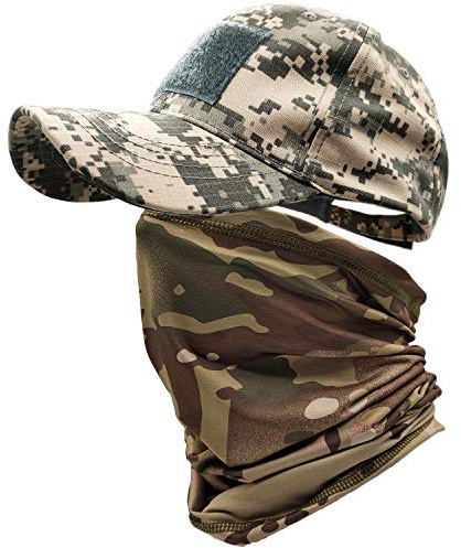 ehsbuy Camo Hats for Men & Women with Cooling Neck Gaiter Baseball Caps Face Scarf Mask Army Tactical Military Hat Neck Tube Snoods for Running Hunting Camping Cycling Fishing Outdoor Sports