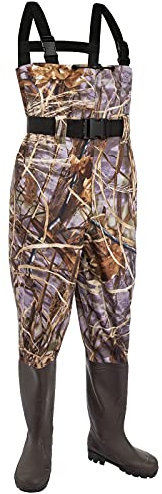 GXFXLP Trampolieri da Pesca con Stivali, Waders Pesca 100% Impermeabili PVC Mimetici, Pantaloni da Caccia Stivali da Pesca Trampolieri da Pesca per Pescatore Uomo e Donna,UK 7/EU 41