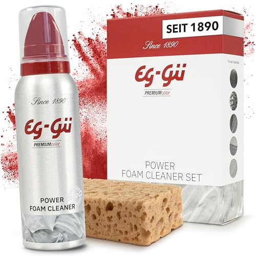 eg-gü Reinigungsschaum Schuhe - Effektives Lederschuhe Pflegeset - Inklusive Schuhputzschwamm - Ideal für schonende Reinigung von Schuhen - Schuh-Reinigungsset 125ml