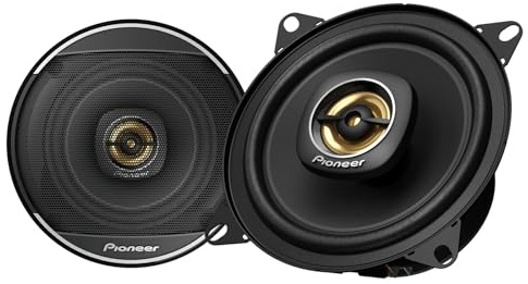 PIONEER TS-A1081F 10 cm 2-Weg-Koaxial-Lautsprecher Set mit 2 Lautsprechern (je 230 W max., 50 W Sinus), kraftvoller Klang, hoher Wirkungsgrad, 43 mm Einbautiefe, 106 mm Einbauausschnitt, mit Gitter