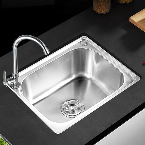 Lavello In Acciaio Inox con Montaggio Sottopiano Lavello da Incasso Per Mobile da Cucina Set di Scarico per Lavello da Cucina Quadrato Lavabo In Acciaio Inox (53x38cm)