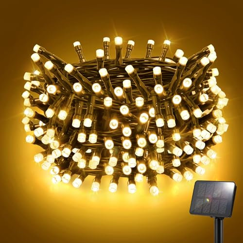 FFZZKJ Solar String Lights Outdoor Garden 120LED 12M 40FT Garden Lights Solar Powered Waterproof 8 Modes for Patio/Yard/Tree/Gazebo/Terrace/Party/Wedding - Warm White