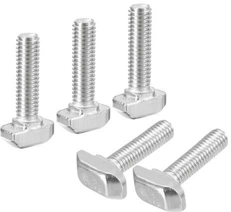 sourcing map 10Pcs T-Slot Bolts, M6 x 25mm Hammer Head Bolt T Screw Drop-in Stud for 3030 Series T-Slot Aluminum Extrusion Profile, 304 Stainless Steel, Silver