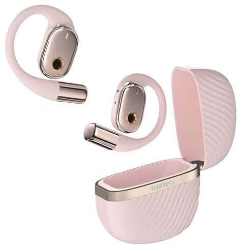 TUINYO Auriculares de Oreja Abierta, Auriculares inalámbricos con Bluetooth V5.4, Carga rápida, 35 Horas de reproducción, Impermeables para Deportes, conducción, Oficina, Color Rosa
