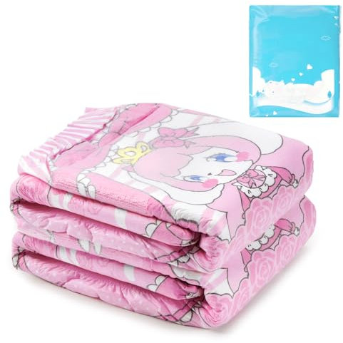 LittleForBig 5500-5800 ml Adjustable Hook-and-Loop Fastener Closure Adult Printed Cloth Back Diaper 2 Pieces - Little Beauty (M)