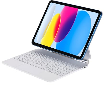 Seagtigau QWERTZ-Deutsches Magic Keyboard Skyddsfodral för iPad 10:e generation 2022 10,9 och iPad 11:e A16 2025, magnetiskt tangentbord med Multi-Touch trackpad, bakgrundsbelysning, lätt