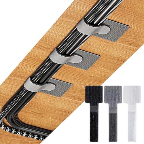 RingsTown 60 Pieces Self-Adhesive Hook and Loop Cable Straps - Perfect for Office and Home Cable Management, Easily Organize Desktop Cables