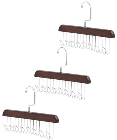 Alipis 3pezzi Appendiabiti Con Ganci Salva Spazio in Acciaio e Legno Vintage Organizer Multiuso Per Cinture Cravatte Sciarpe e Canottiere Da Armadio