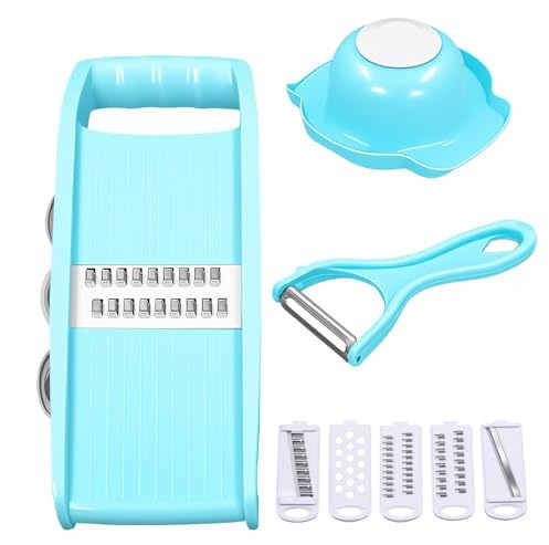 Set da 8 pezzi per affettare cetrioli, affettaverdure manuale, tritatutto per alimenti, affettaverdure portatile per patate, formaggio, cipolla, con copribraccio, coltello