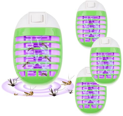 LYPPUL 4 Piezas Lámpara Antimosquitos Electrico, Mata Mosquitos UV Lampara, Lámpara Mata Mosquitos Tipo Enchufe, Puede Matar Mosquitos, Moscas y Polillas para Interior Comedor, Dormitorio, Cocina